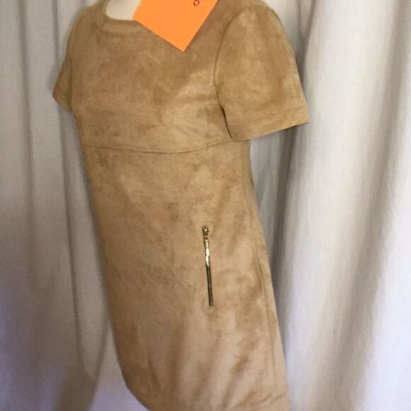 PHOEBE COUTUAL size 2 suede look dress in tan NWOT - Picture 3 of 8